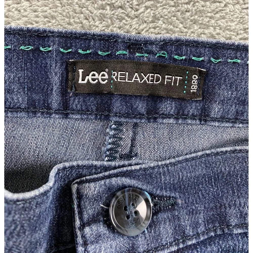 Lee Womens Relaxed Fit Straight Leg Jeans Dark Indigo Blue Stretch Size 12M